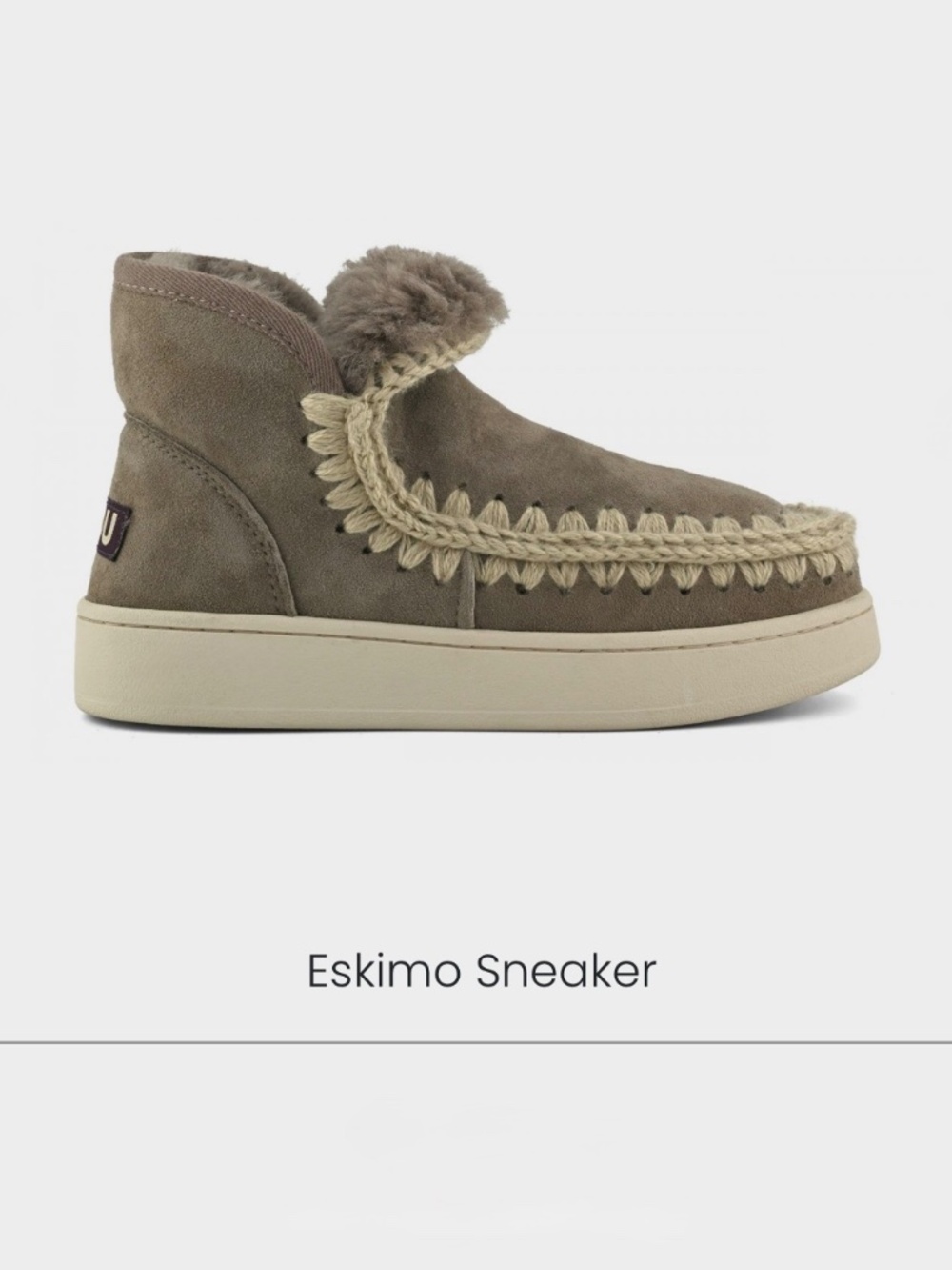 Like New [MOU] Gray Suede < Eskimo Sneaker > Ivory Ombré Fleece Boot Bootie | 9